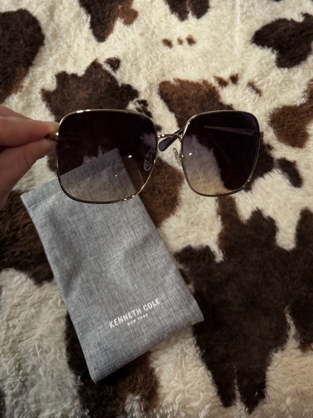 Kenneth Cole Gold Frame Sunglasses with Brown-Gradient Lenses